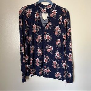 [Xhilaration] Floral Choker Long Sleeve Top